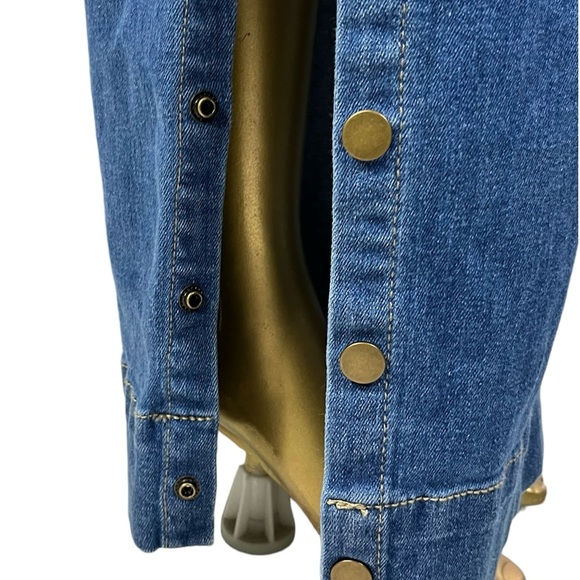 New York & Co Soho Side Snap Break Away Wide Leg Jeans Cotton Size 4 Blue - Picture 7 of 16